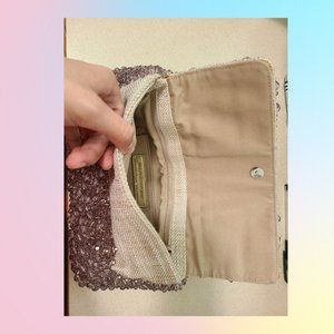 Banana Republic Clutch Bag Hand Beaded Gray 10"